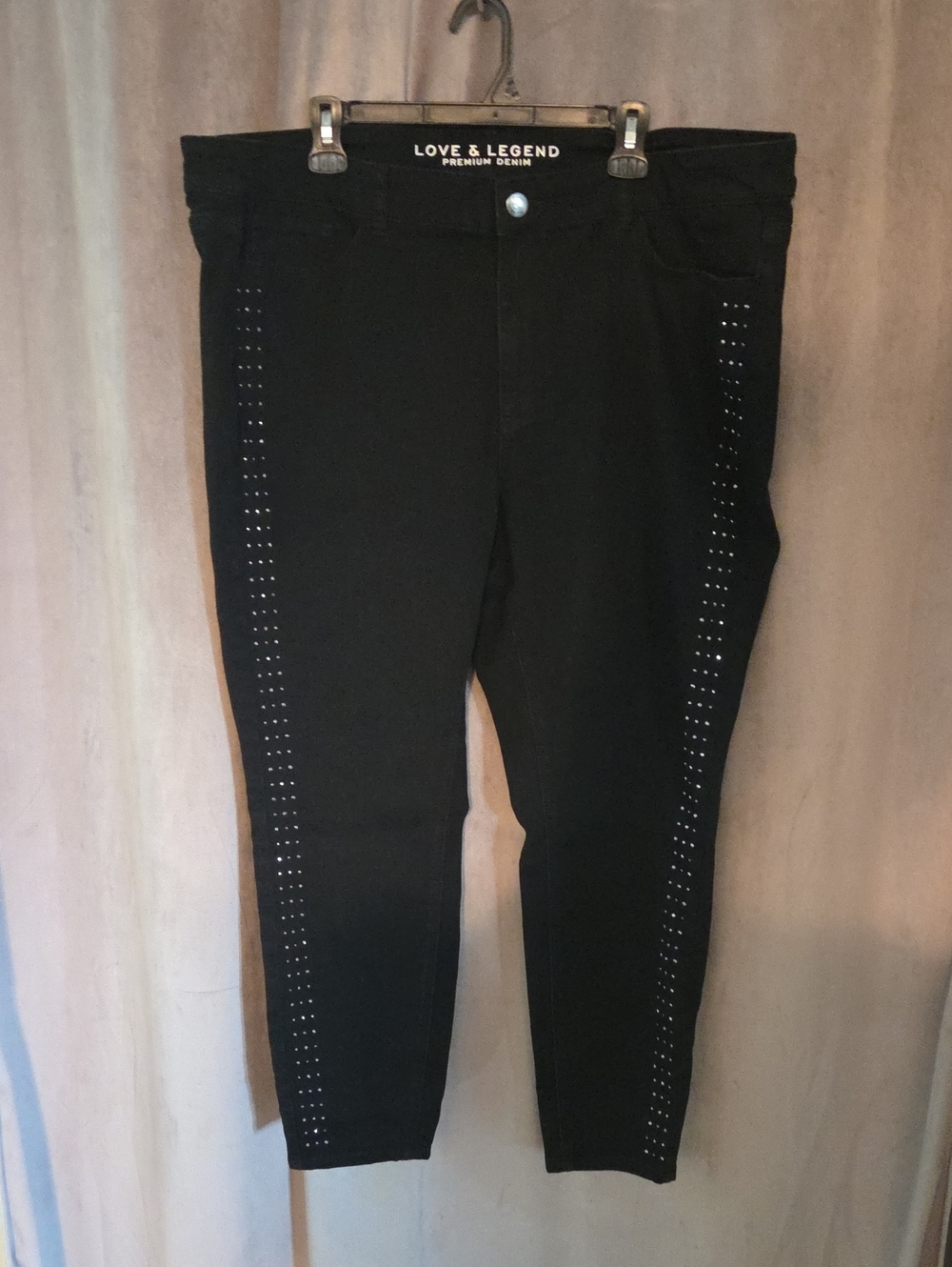 Love & Legend Size 22 Black Skinny Jeans with Side Stud Rows